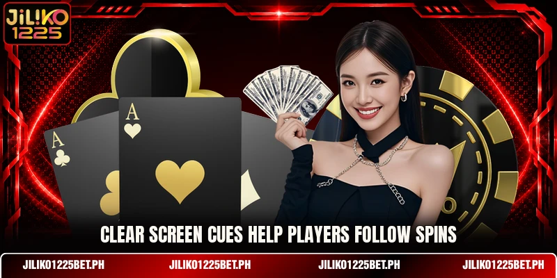 Clear screen cues help players follow spins Clear screen cues help players follow spins