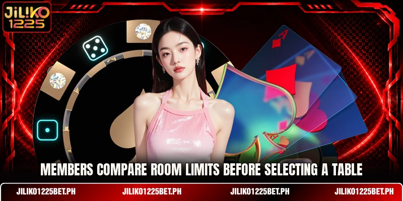 Members compare room limits before selecting a table Members compare room limits before selecting a table