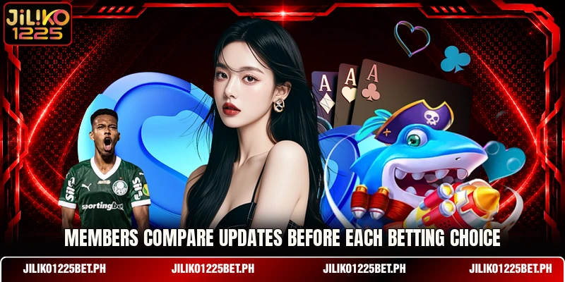 Members compare updates before each betting choice Members compare updates before each betting choice