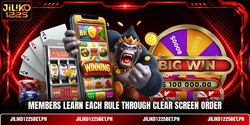 Members learn each rule through clear screen order Members learn each rule through clear screen order
