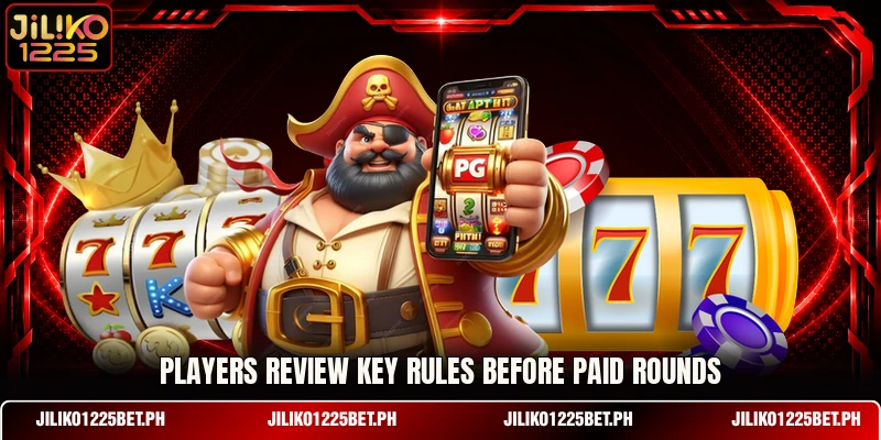 Players review key rules before paid rounds Players review key rules before paid rounds